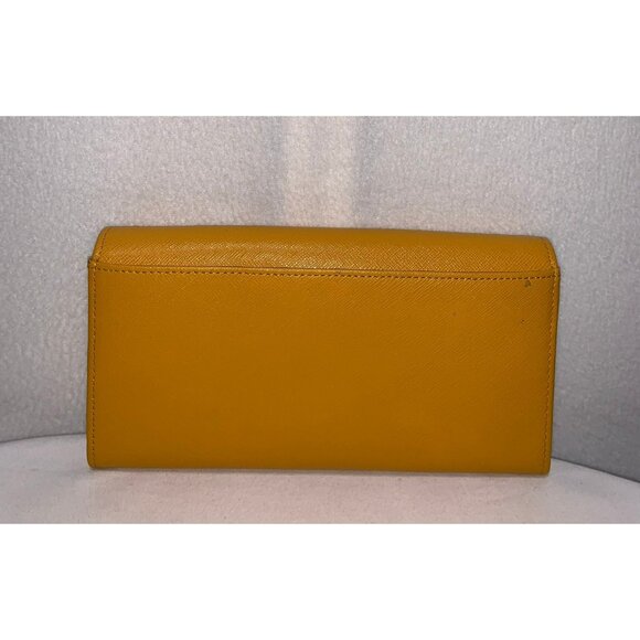 FINAL PRICE DROP Furla Leather Envelope Wallet Accordion Snap Mustard Yellow - Picture 2 of 13